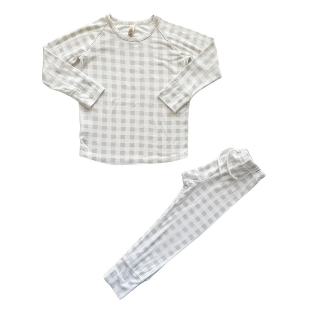 Childhoods Gray Gingham Rib Knit Set Size 3T
